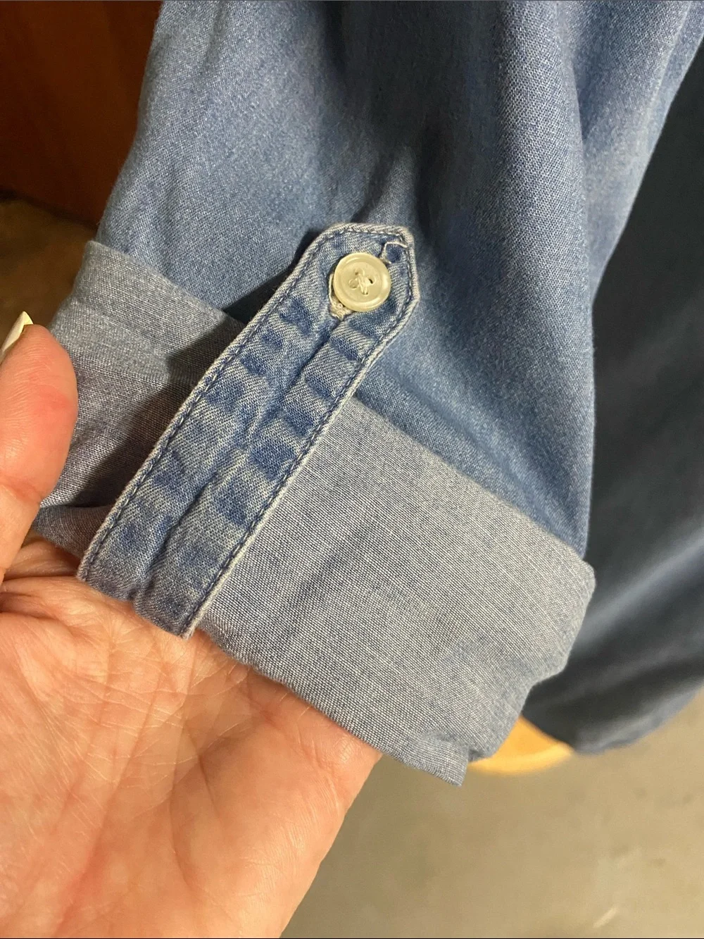 OLD NAVY Light Blue Denim Shirt Dress - Classic Casual Large Roll Up Sleeves - Picture 2 of 4